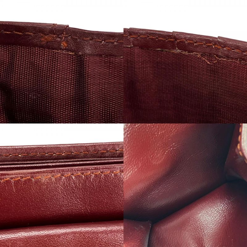 Cartier Bifold Wallet Must Line Calf Bordeaux Gold Hardware With Coin Purse