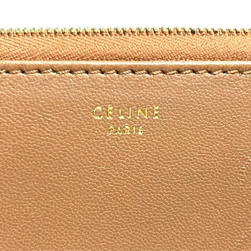 Celine Long Wallet - Brown And Black Round Zipper Leather