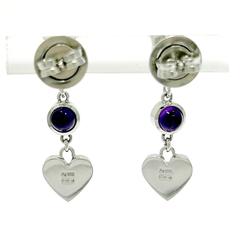 Gucci Silver Heart Amethyst Earrings 4.7g 925 Engraved 496266 Earrings