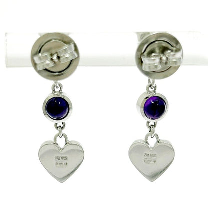 Gucci Silver Heart Amethyst Earrings 4.7g 925 Engraved 496266 Earrings