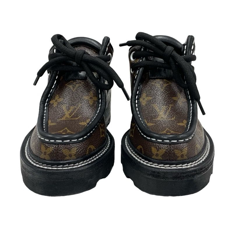 Louis Vuitton Bobur Line Monogram Loafer Leather Shoes Leather Brown Black