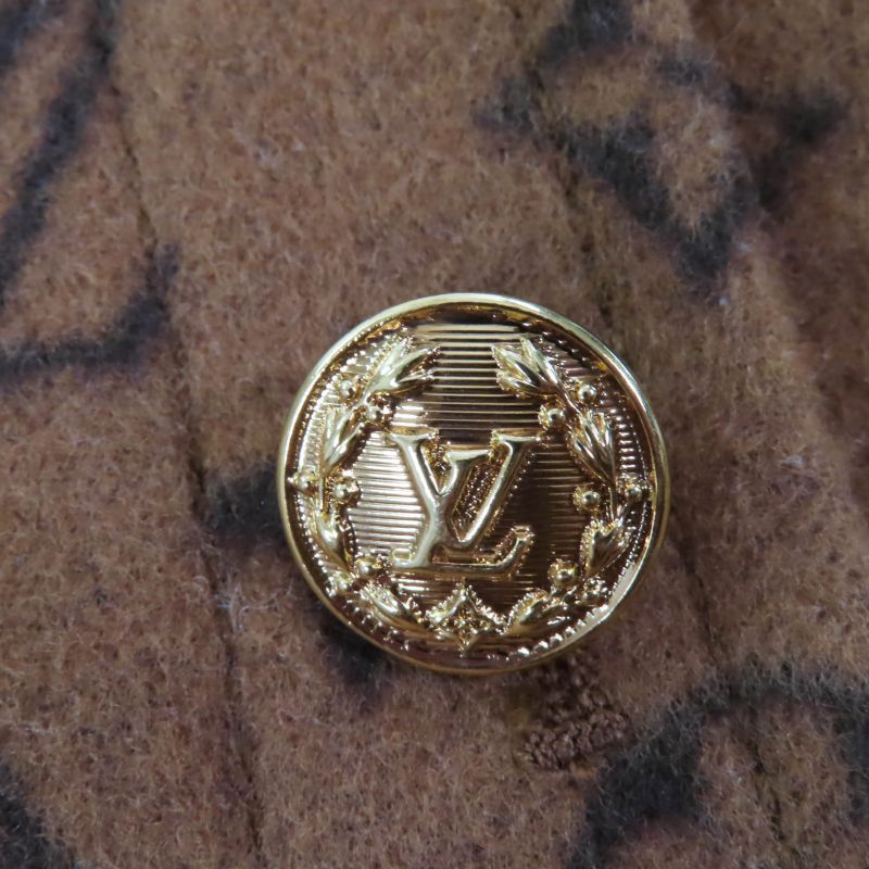 Louis Vuitton 22SS Wool Silk Monogram LV Gold Button Trapeze Miniskirt Brown 40