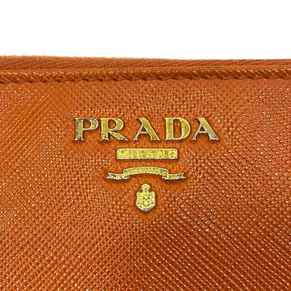 Prada Round Zipper Long Wallet Orange 1ml506 Wallet Saffiano