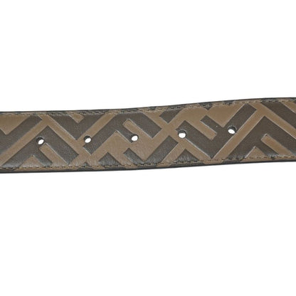Fendi Belt FF Logo Zucca Pattern Brown Black Silver 37ka756