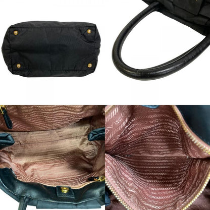 Prada Ribbon Tote Handbag Bag Cabasn Brand Black Women's