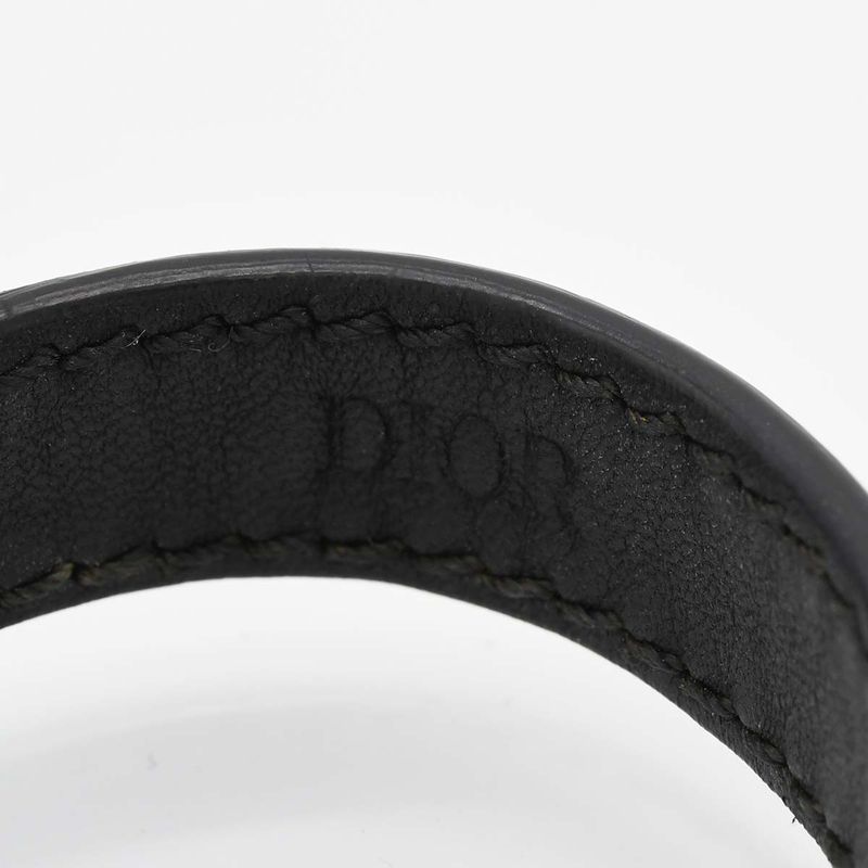 Christian DIOR Bracelet CD Logo Accessory Black And Silver Color Men's With Box