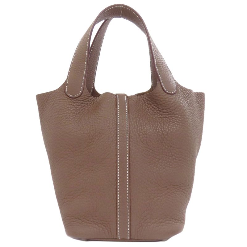 Hermes Picotin Lock PM Etape Silver Hardware Handbag Leather Women