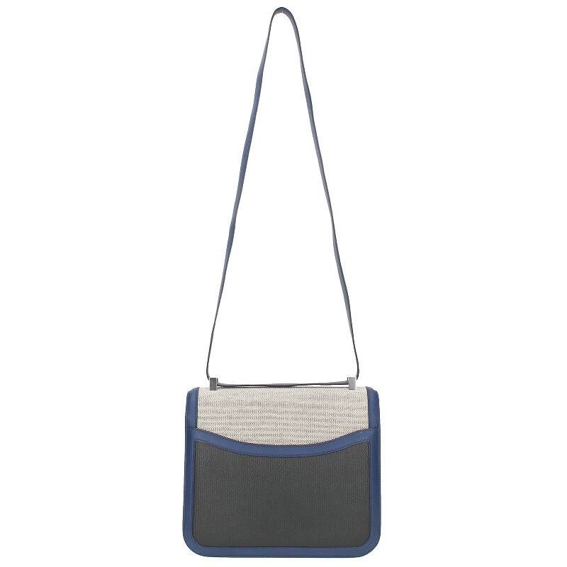 Hermes Constance 3 D Engraved Svhardware Toile Ash Leather Shoulder Bag Men's