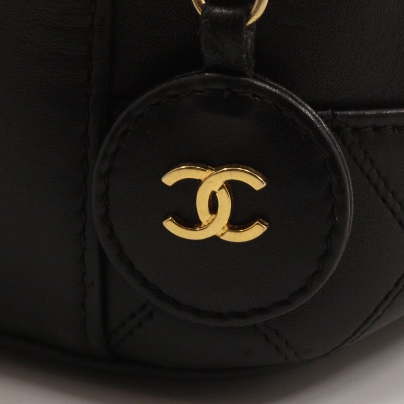 Chanel Vanity Bicolore Handbag Lambskin Black Ladies Pouch