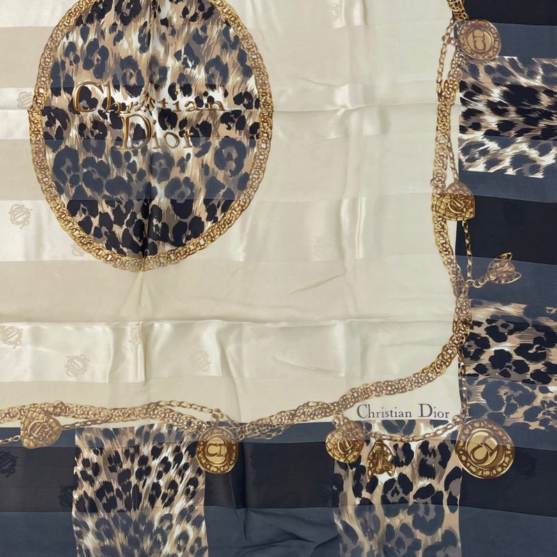 Christian DIOR Large Logo Scarf Silk Blawan