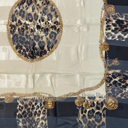 Christian DIOR Large Logo Scarf Silk Blawan