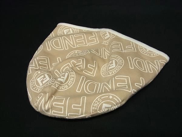 Patterned Fendi Cotton And Polyurethane Allover Kids Cap Hat Beige Fm4271