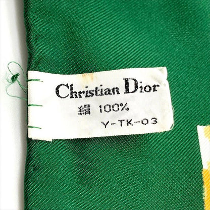 Dior Trotter Pattern Silk Scarf Orange Green