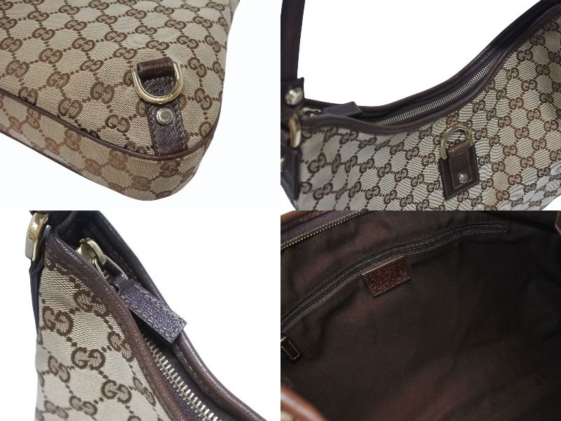 Gucci Bag Handbag GG Canvas Leather Beige Brown Gold — view 7