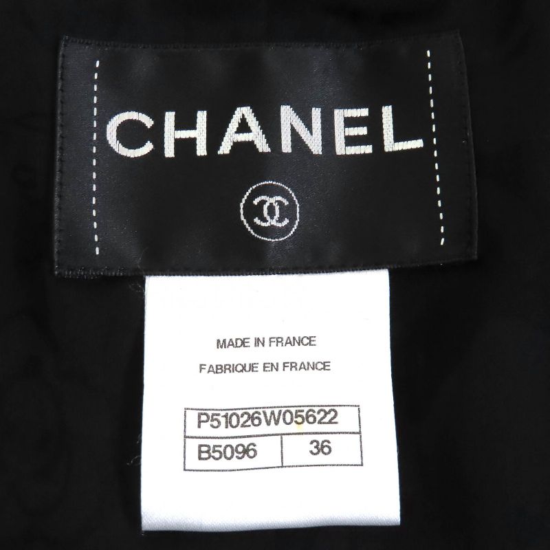 CHANEL P51026/p51112 Coco Button Lace Cotton Tweed Collarless Jacket Skirt