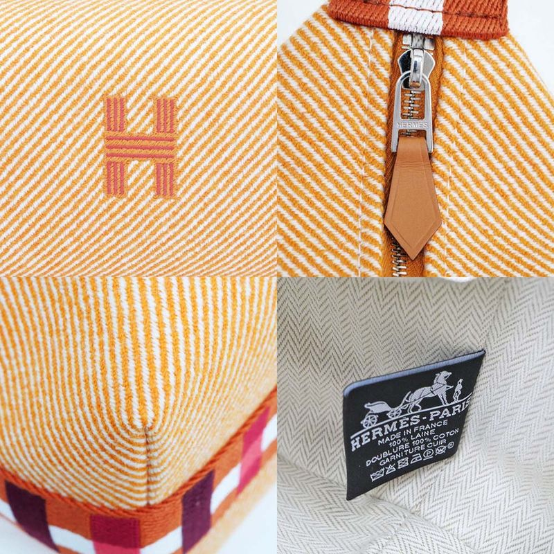 Hermes Brid A Black PM Au-carre Handbag Pouch Faube Orange Ladies Unused