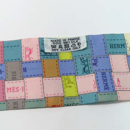 Hermes Twilly - Bolduc Check Scarf Gray - Multicolor - 100% Silk