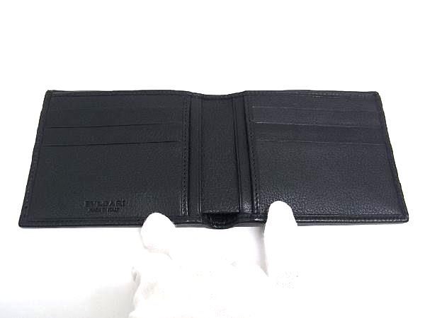 Bvlgari Leather Bifold Wallet Card Holder Men's Black Av8766