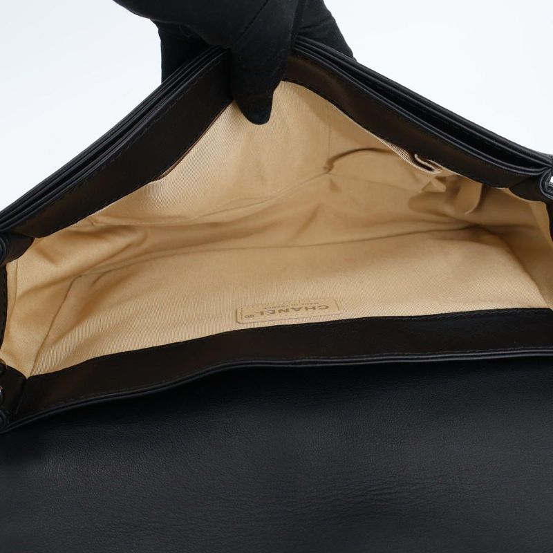 Chanel Boy Chanel Matelasse Chain Shoulder Bag Leather Lambskin Light Beige