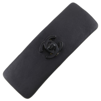 Chanel Turnlock Coco Mark Calf Black Ladies Barrette