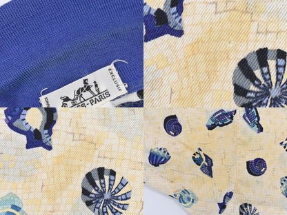 Authentic Hermes Shell Pattern Polo Shirt Short Sleeve Tops 40 Cotton Beige