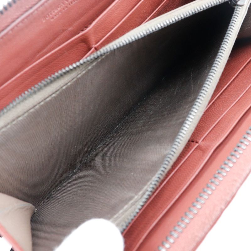 Bottega Veneta Bottega Veneta Round Zipper Intrecciato Lambskin Reddish Brown