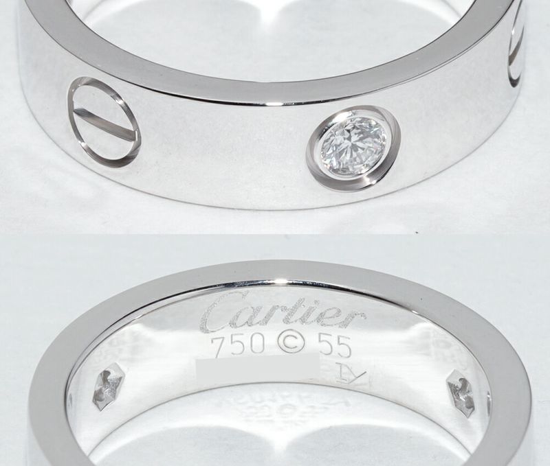 Cartier Ring 18K White Gold Diamond 3P (022ct) Love Ring Half Diamond B40325