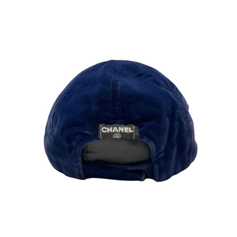 Chanel ③ Velour Cap Ladies Navy S