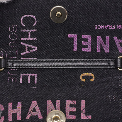 Chanel Shoulder Bag Mini Matelasse Denim Black Single Flap (gold Hardware)