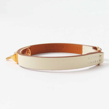 Hermes Rival Mini Bracelet Pink Gold Hardware Leather Cles T3 U Engraved With