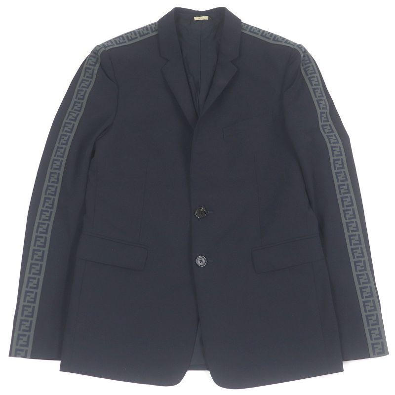 Fendi 2020 Fj0567 FF Logo Zucca Sideline Narrow Lapel Single Tailored Jacket