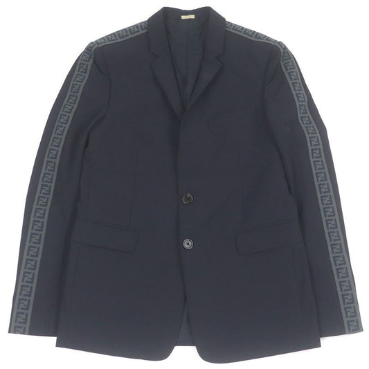 Fendi 2020 Fj0567 FF Logo Zucca Sideline Narrow Lapel Single Tailored Jacket