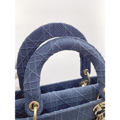 Dior Cannage Lady D-Lite Medium Bag Denim Navy Bu Dior
