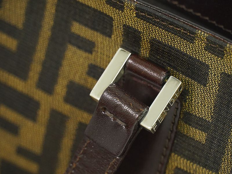 Authentic Fendi Zucca Handbag Canvas Brown Zucca Bag Pre-owned [follow-up