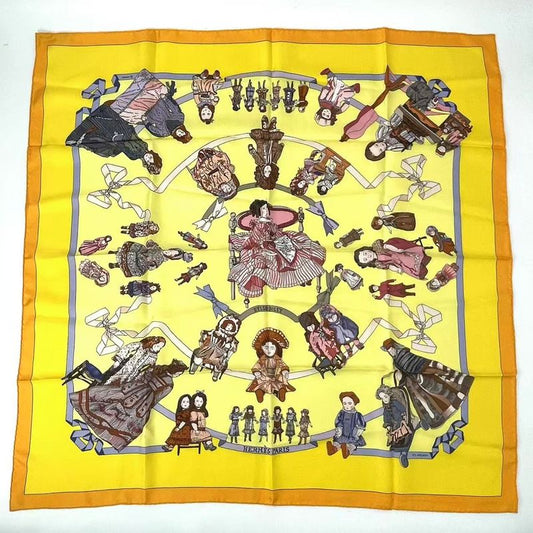 Hermes Carre 90 Silk Scarf Hello Dolly Hello Dolly Yellow