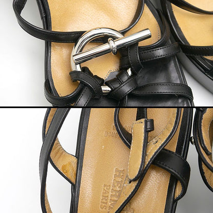 Hermes Echape Sandals 38.5 Black