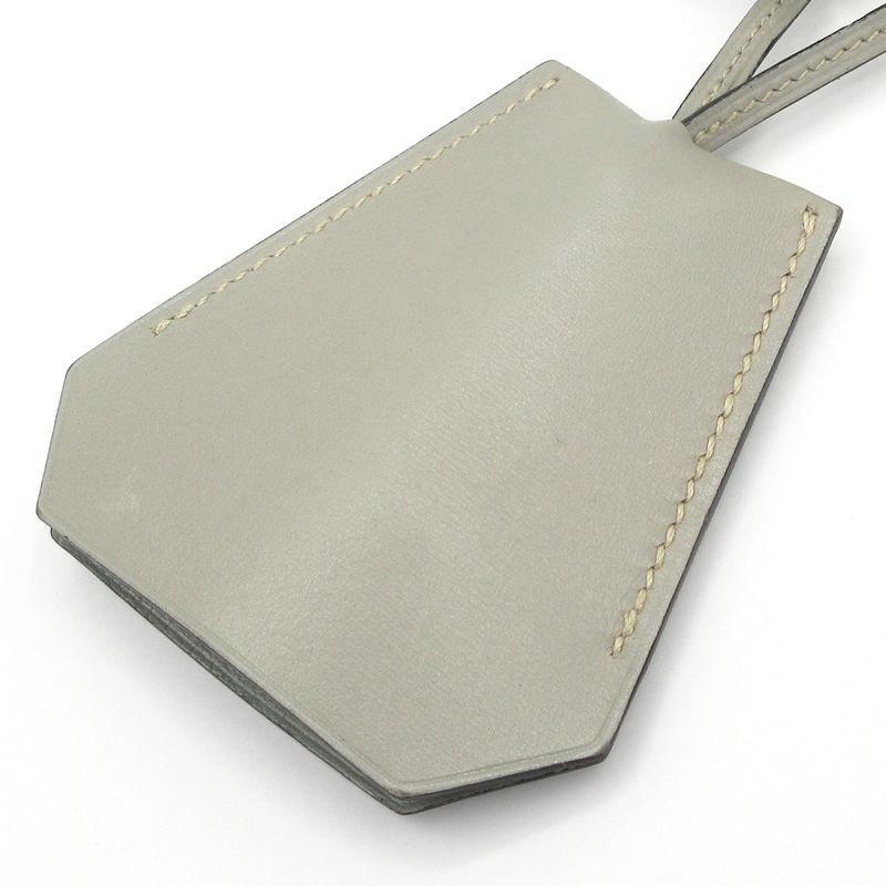 Hermes Necklace Clochette Leather Light Gray