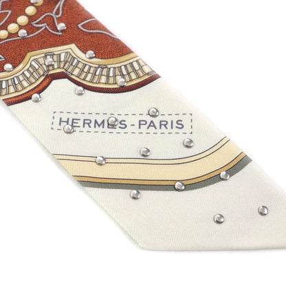 Hermes Grand Apparat Horse In Full Dress 100% Silk Creme/cuir/dore Silver