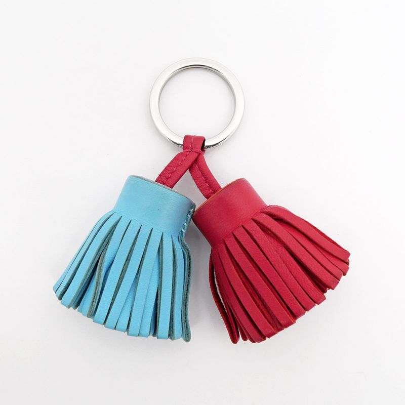 Hermes Carmen Duo Unodos Celeste Light Blue-type Red Key Holder Charm