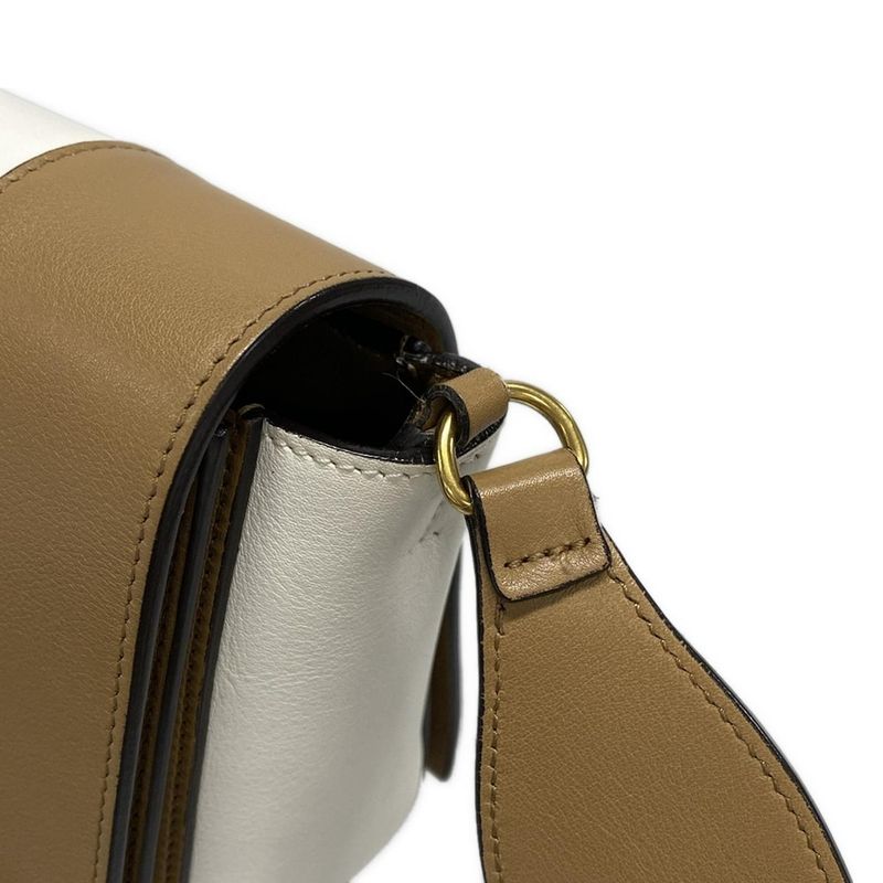 Celine Shoulder Bag Frame Medium Beige And Brown Leather