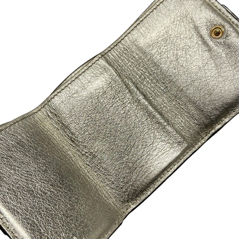 Fendi Trifold Wallet Micro Trifold Wallet 8m0395 Gold Leather