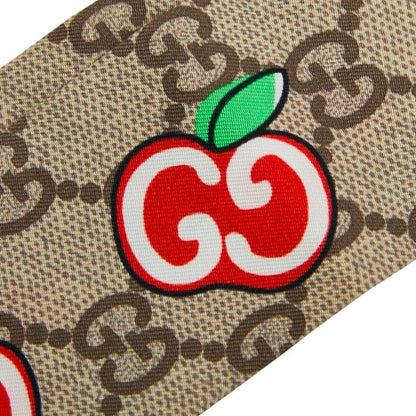 Gucci GG Printed Apple Neck Bow 627485 Beige Multicolor Silk Women's Gucci