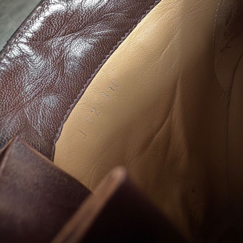 Chanel Matelasse Coco Mark Zip Up Boots Leather Brown Black Bicolor 37c 24cm