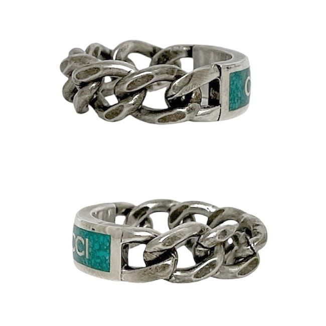 Gucci Ring Silver Green 6787118183 Never Used Excellent Condition