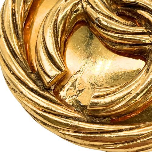 Chanel Earring Plated Metal Plated Metal 03P Coco Mark Rope Gold