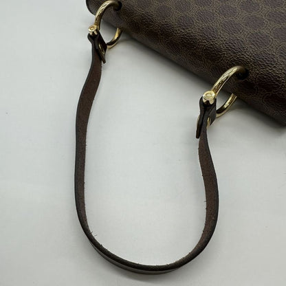 Celine F09 Double Flap Top Handle Handbag Macadam PVC Brown Women's Gift