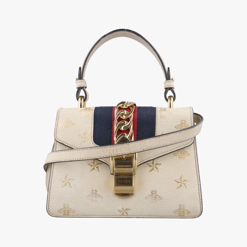 Gucci Sylvie Ivory X Navy X Red Leather 470270 C026707430