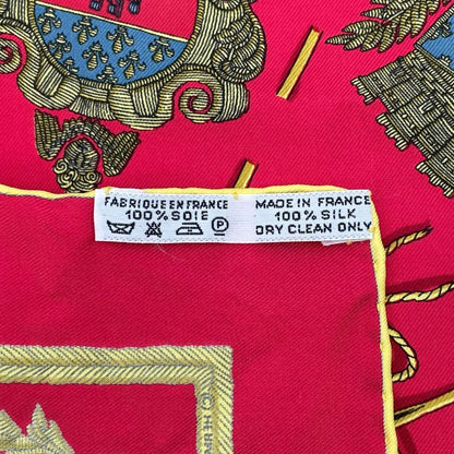 Hermes Les Armes De Paris Coat Of Arms Scarf Silk Red Multicolor