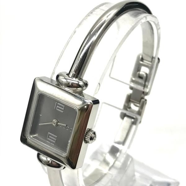 Gucci Square Quartz Silver Dial Bangle Watch