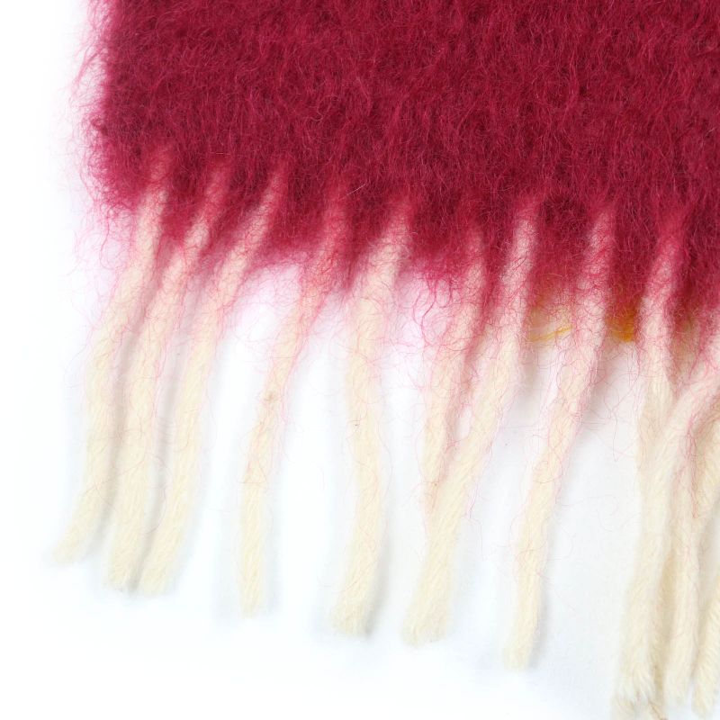 LOEWE Mohair Wool Monogram Leather Scarf With Patch And Fringe Multicolor Made